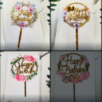 Acrylic Flower Happy Birthday Toppers – 6inches