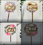 Acrylic Flower Happy Birthday Toppers – 6inches