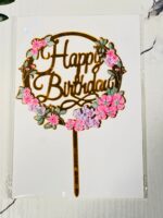 Acrylic Flower Happy Birthday Toppers – 6inches - Image 5